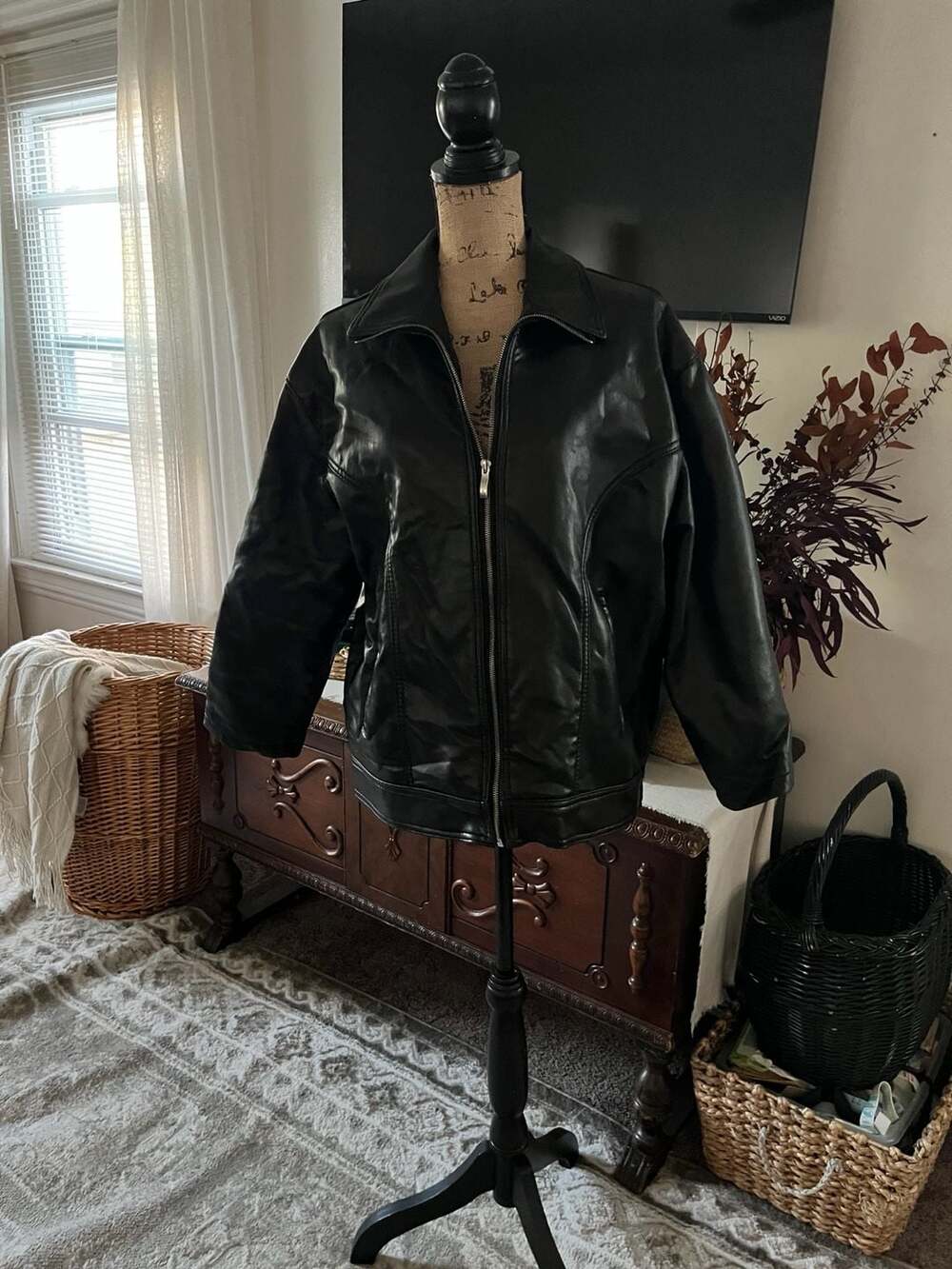 Armani Collezion A.C. Collezioni Black Faux Leather Jacket